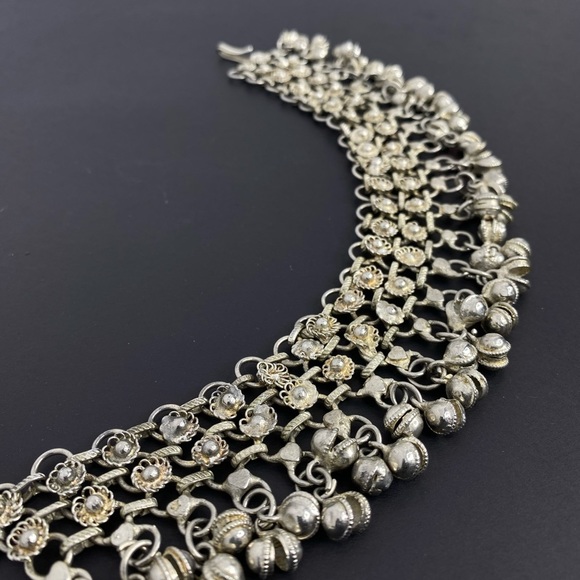 INTRICATE BOHEMIAN SILVER JINGLY ADJUSTABLE ANKLE BRACELET - Picture 7 of 9